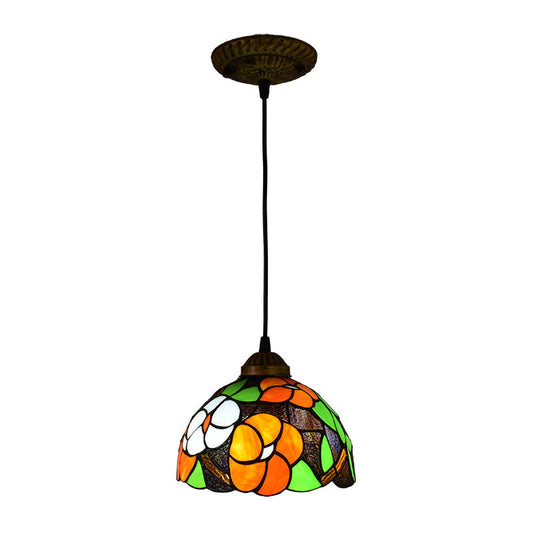 Tiffany Style Multicolored Stained Glass Dome Pendant Light - Victorian Inspired