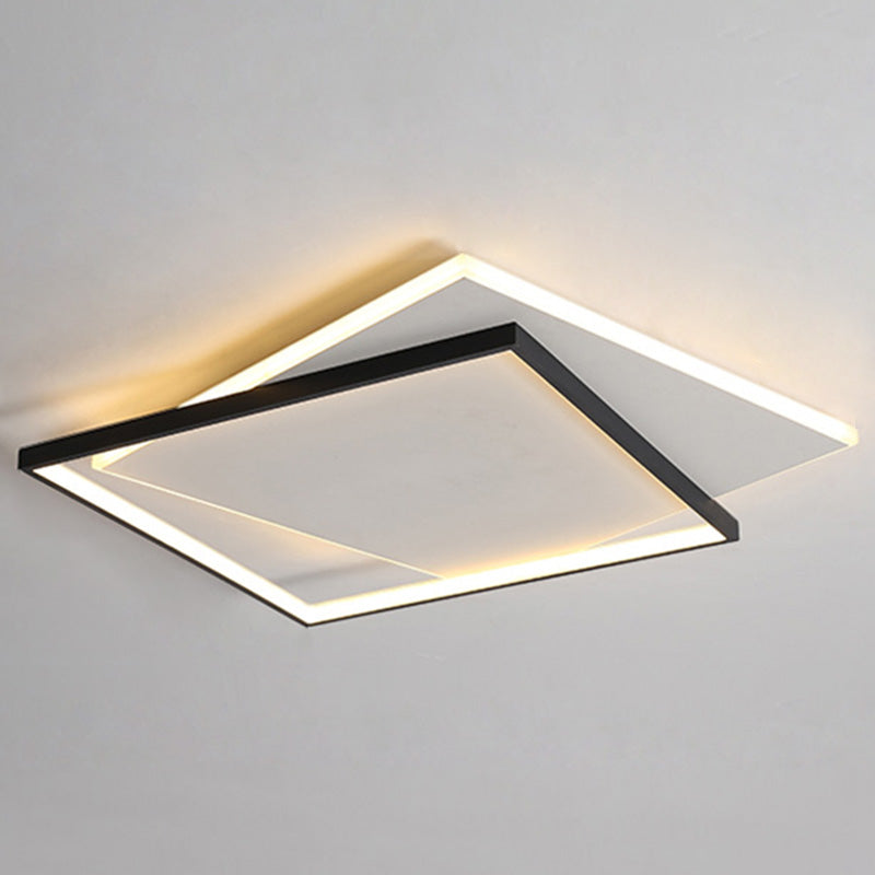 LED Geometric Double Square Ceiling Lamp with Acrylic Shade - Sleek Flush Mount Lighting