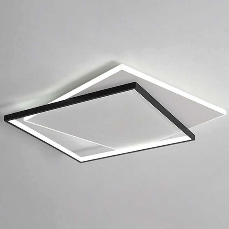 LED Geometric Double Square Ceiling Lamp with Acrylic Shade - Sleek Flush Mount Lighting