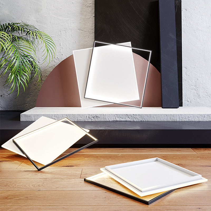 LED Geometric Double Square Ceiling Lamp with Acrylic Shade - Sleek Flush Mount Lighting