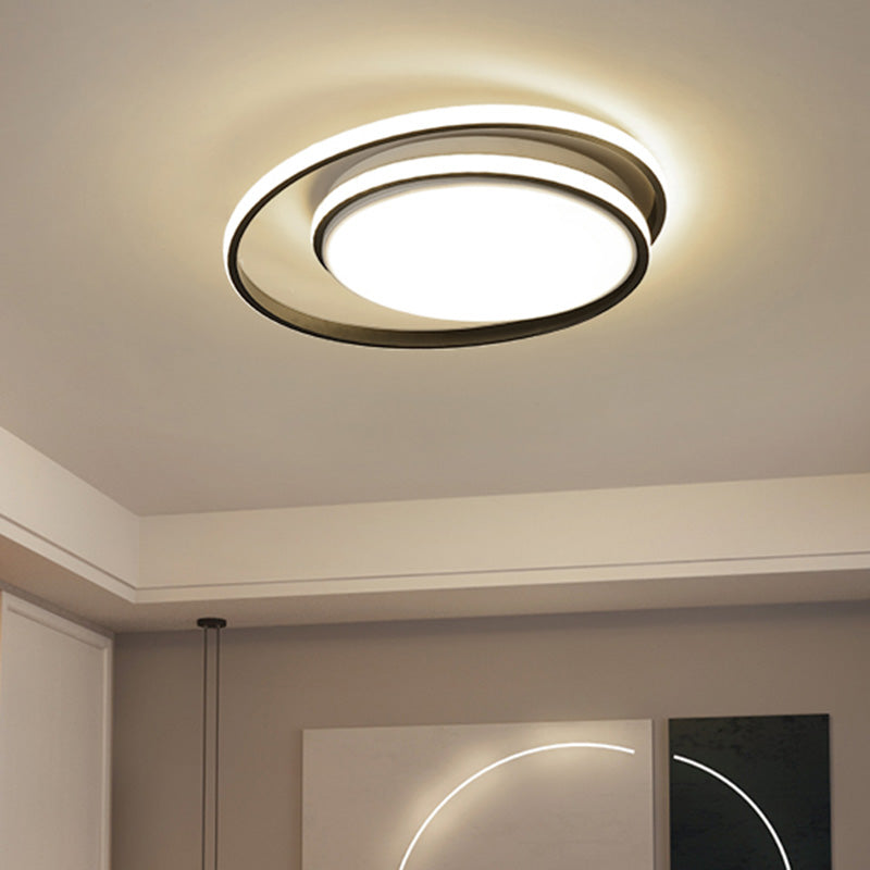 Plafonnier LED encastré : forme de cercles entrecroisés, simplicité moderne, revêtement en acrylique – Idéal pour l'éclairage du salon et de la chambre