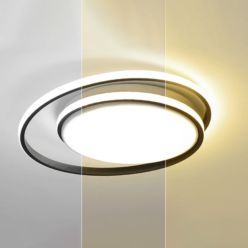 Plafonnier LED encastré : forme de cercles entrecroisés, simplicité moderne, revêtement en acrylique – Idéal pour l'éclairage du salon et de la chambre
