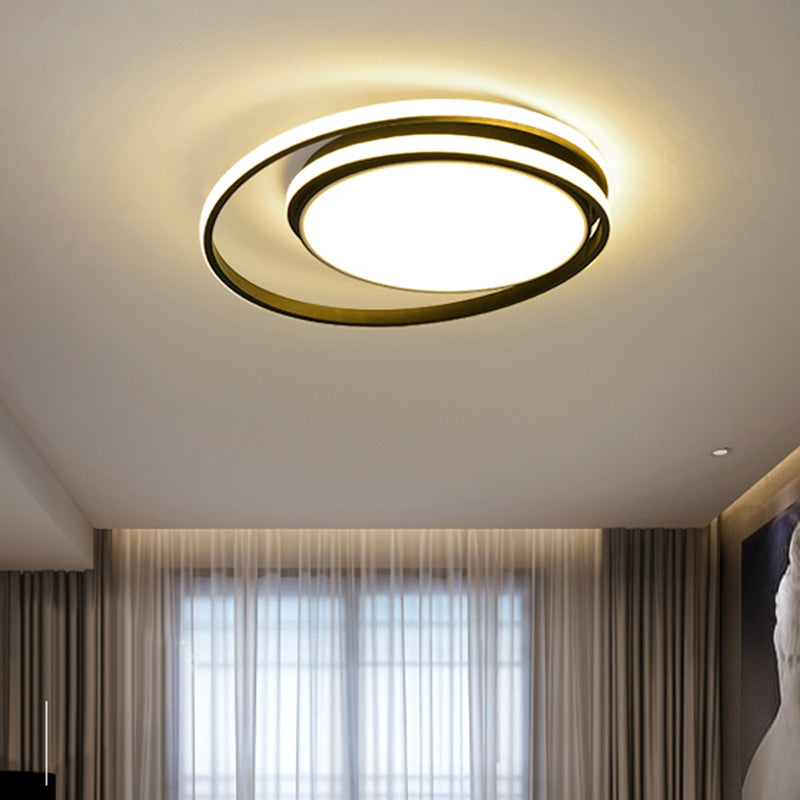 Plafonnier LED encastré : forme de cercles entrecroisés, simplicité moderne, revêtement en acrylique – Idéal pour l'éclairage du salon et de la chambre
