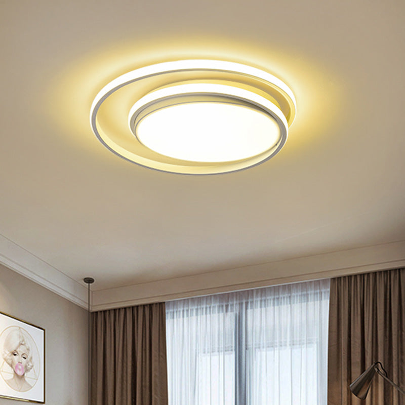 Plafonnier LED encastré : forme de cercles entrecroisés, simplicité moderne, revêtement en acrylique – Idéal pour l'éclairage du salon et de la chambre