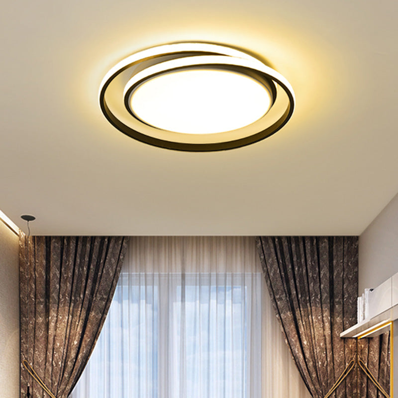 Plafonnier LED encastré : forme de cercles entrecroisés, simplicité moderne, revêtement en acrylique – Idéal pour l'éclairage du salon et de la chambre