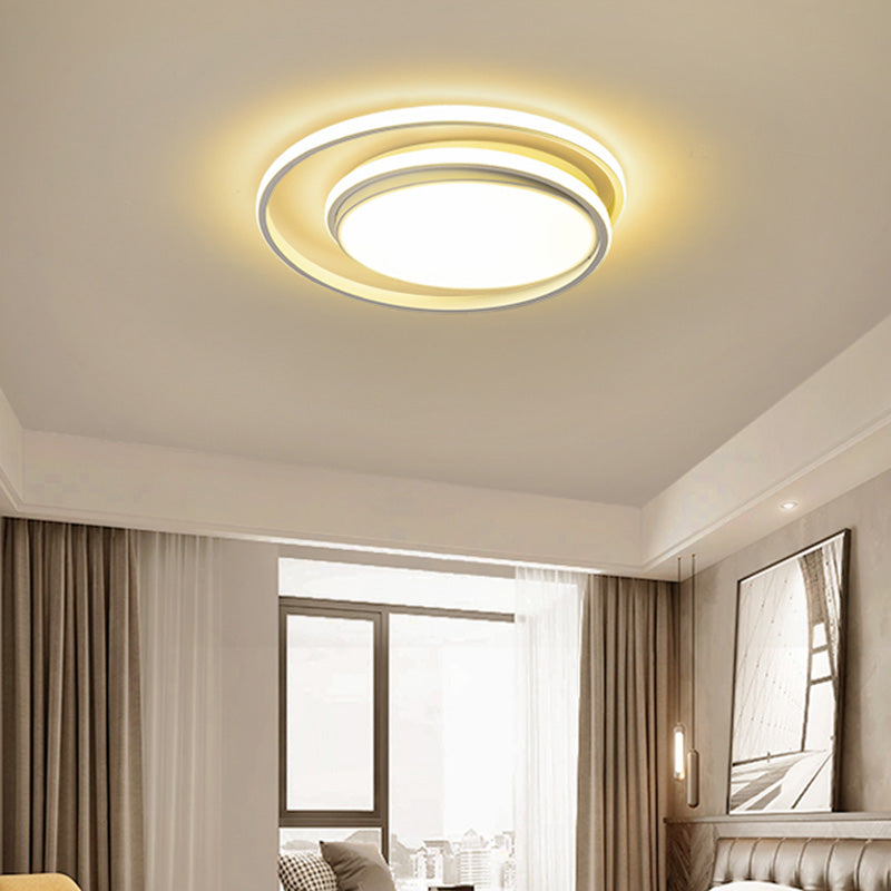 Plafonnier LED encastré : forme de cercles entrecroisés, simplicité moderne, revêtement en acrylique – Idéal pour l'éclairage du salon et de la chambre
