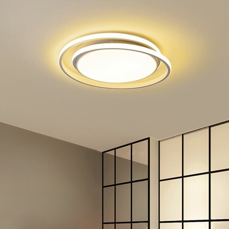 Plafonnier LED encastré : forme de cercles entrecroisés, simplicité moderne, revêtement en acrylique – Idéal pour l'éclairage du salon et de la chambre