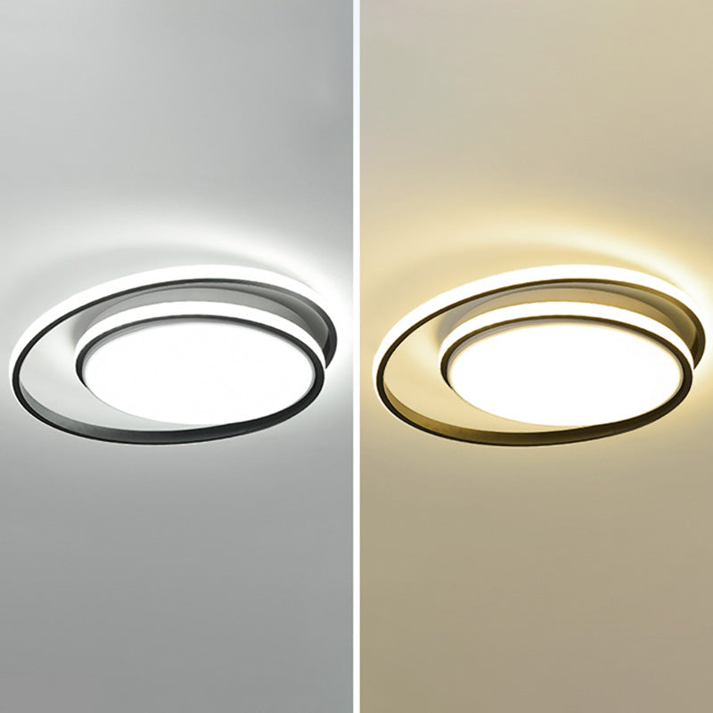 Plafonnier LED encastré : forme de cercles entrecroisés, simplicité moderne, revêtement en acrylique – Idéal pour l'éclairage du salon et de la chambre