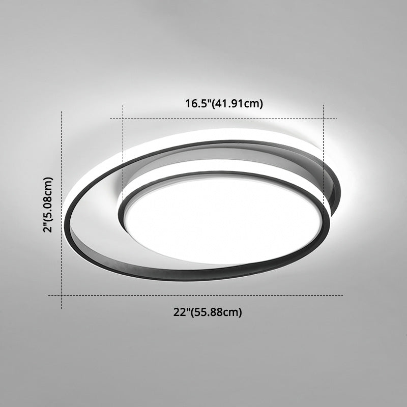 Plafonnier LED encastré : forme de cercles entrecroisés, simplicité moderne, revêtement en acrylique – Idéal pour l'éclairage du salon et de la chambre