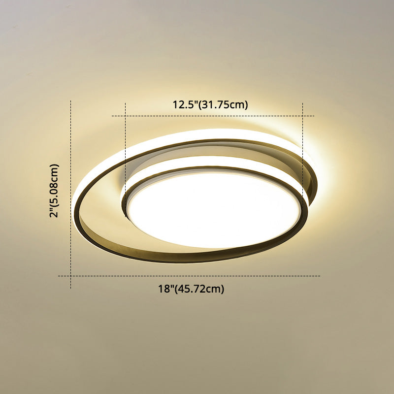 Plafonnier LED encastré : forme de cercles entrecroisés, simplicité moderne, revêtement en acrylique – Idéal pour l'éclairage du salon et de la chambre