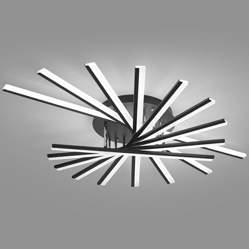 Modern Aluminum Semi Flush Mount LED Ceiling Lamp - Sleek Crossed Line Design for Simplicity and Style in Living Room Lighting