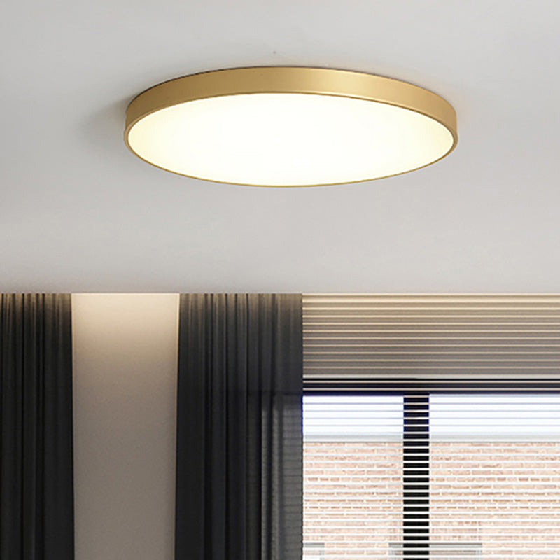 Sleek Round LED Ceiling Lamp for Modern Bedroom and Corridor Lighting - Gold Baking Paint Bezel