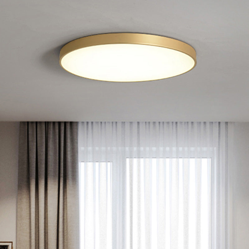 Sleek Round LED Ceiling Lamp for Modern Bedroom and Corridor Lighting - Gold Baking Paint Bezel