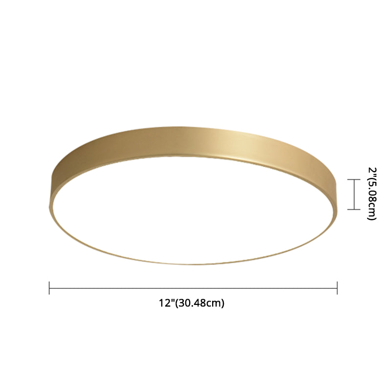 Sleek Round LED Ceiling Lamp for Modern Bedroom and Corridor Lighting - Gold Baking Paint Bezel