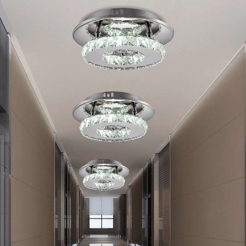 Mini Crystal-Encrusted LED Ceiling Light for Bedroom