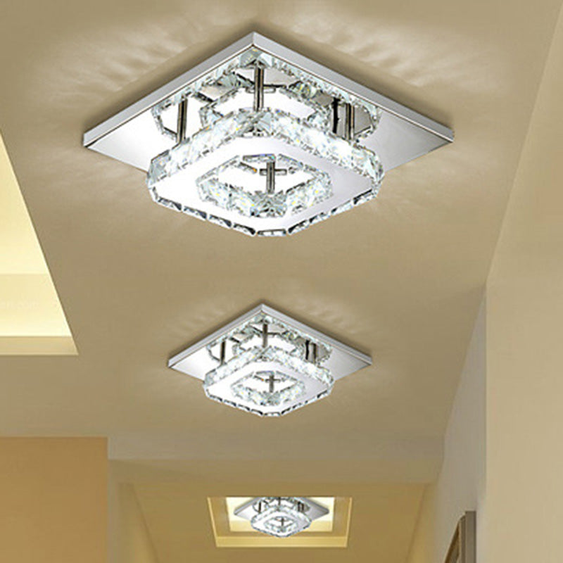 Mini Crystal-Encrusted LED Ceiling Light for Bedroom