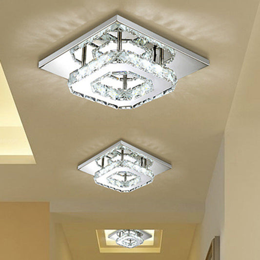 Mini Crystal-Encrusted LED Ceiling Light for Bedroom