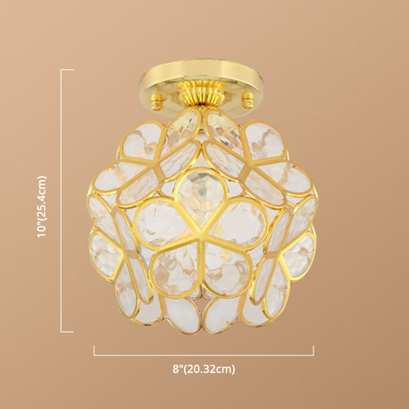 Antique Gold Colonial Style Petal Polyhedron Ceiling Light Flush-mount Lamp