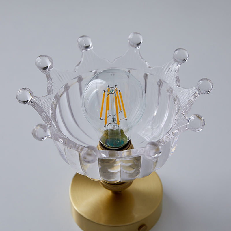 Brass Crown 1 Light Ceiling Light with Clear Stripes Glass Shade - Contemporary Aisle Lighting Fixture