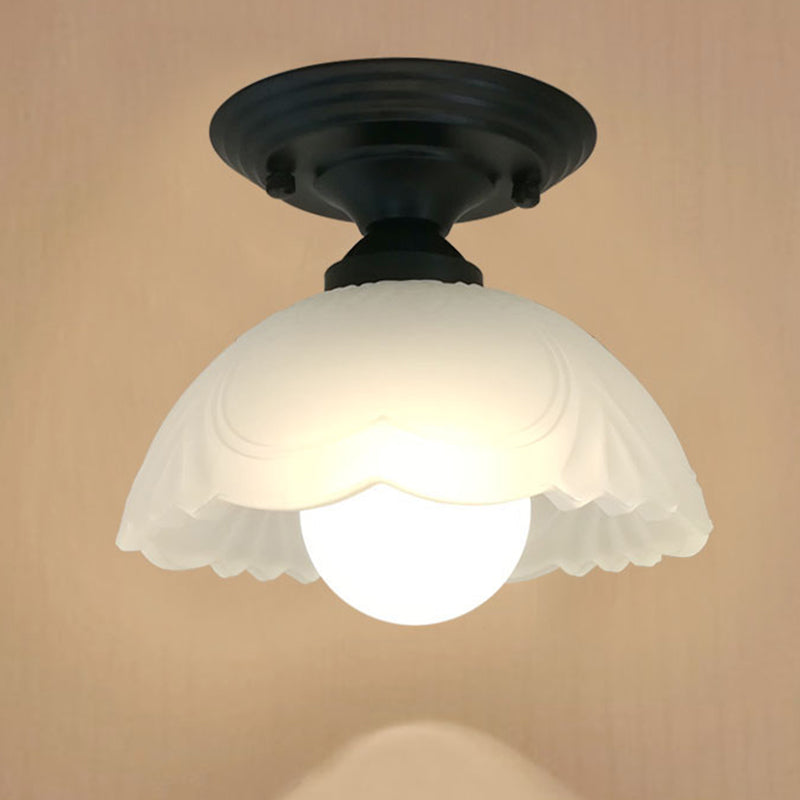 Sleek White Simplicity Ceiling Lamp with Frosted Glass Shade for Bedroom Lighting