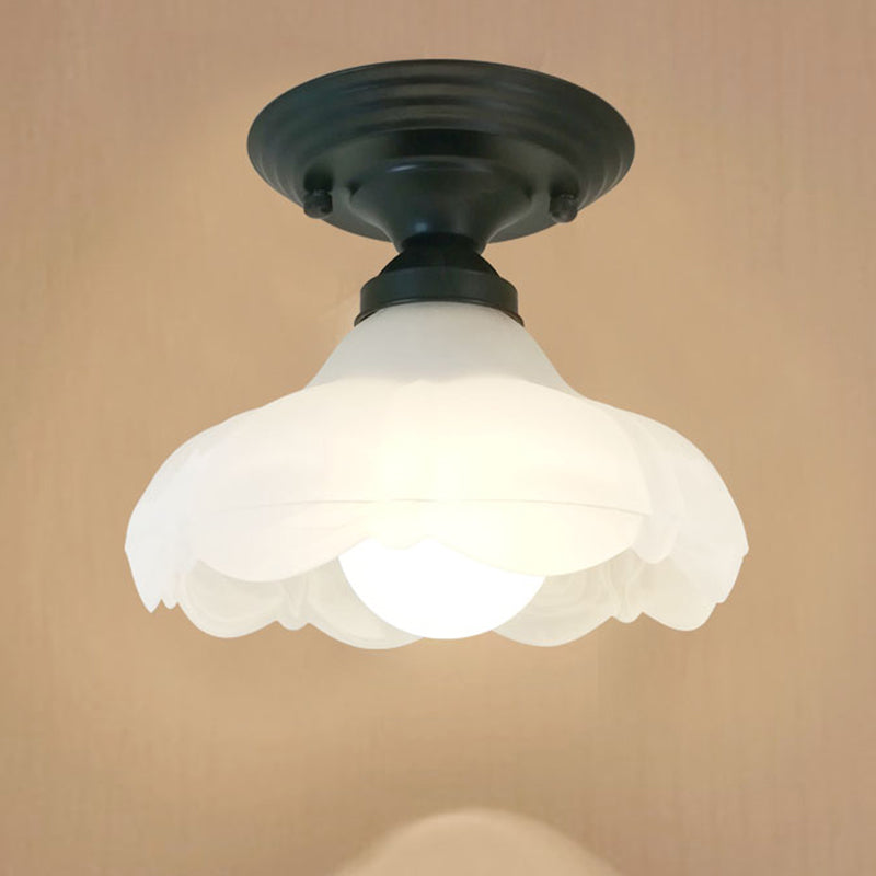 Sleek White Simplicity Ceiling Lamp with Frosted Glass Shade for Bedroom Lighting
