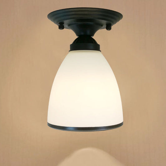 Sleek White Simplicity Ceiling Lamp with Frosted Glass Shade for Bedroom Lighting