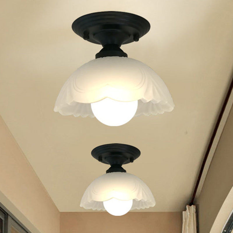 Sleek White Simplicity Ceiling Lamp With Frosted Glass Shade For Bedroom Lighting