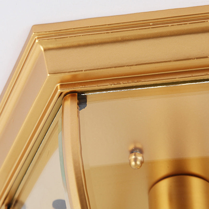Charme classique de la chambre à coucher : plafonnier encastré à 1 ampoule en polyèdre de style colonial avec abat-jour en verre 