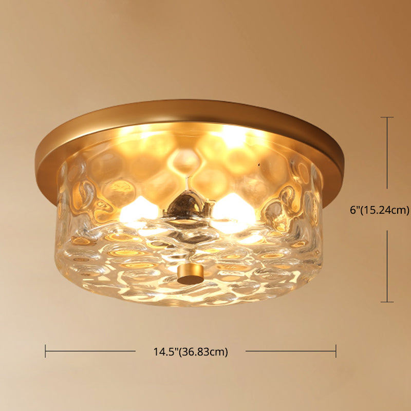 Charme classique de la chambre à coucher : plafonnier encastré à 1 ampoule en polyèdre de style colonial avec abat-jour en verre 