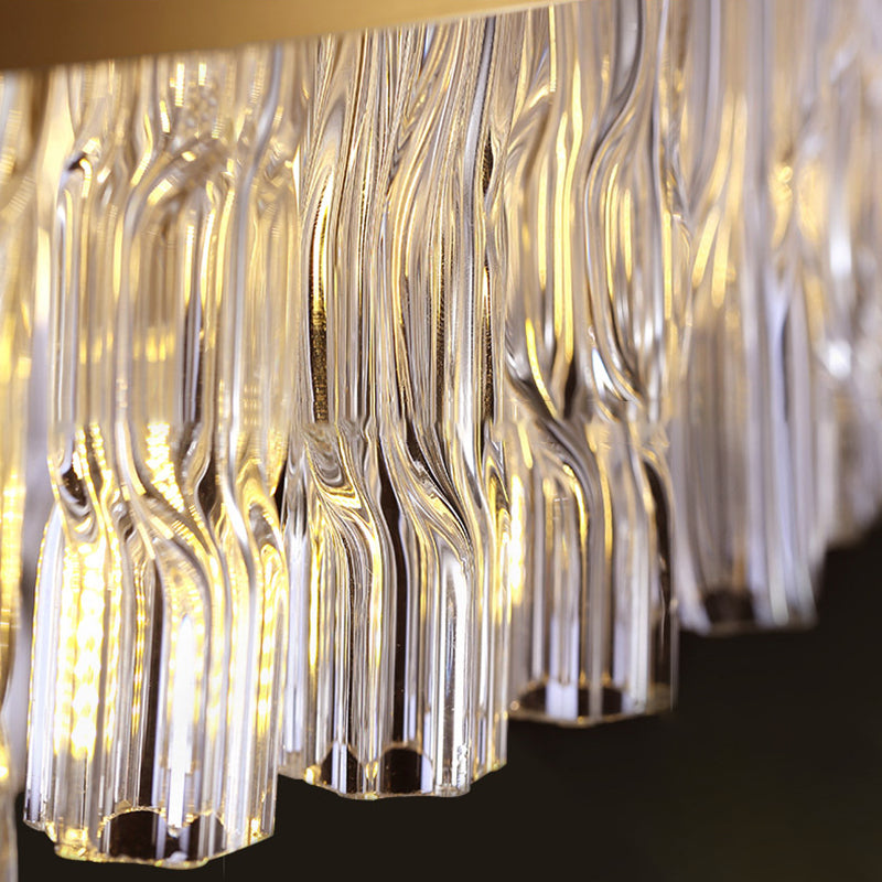 Gold Crystal Drum Chandelier - Postmodern Fluted Design for Elegant Illumination - 8 Lights