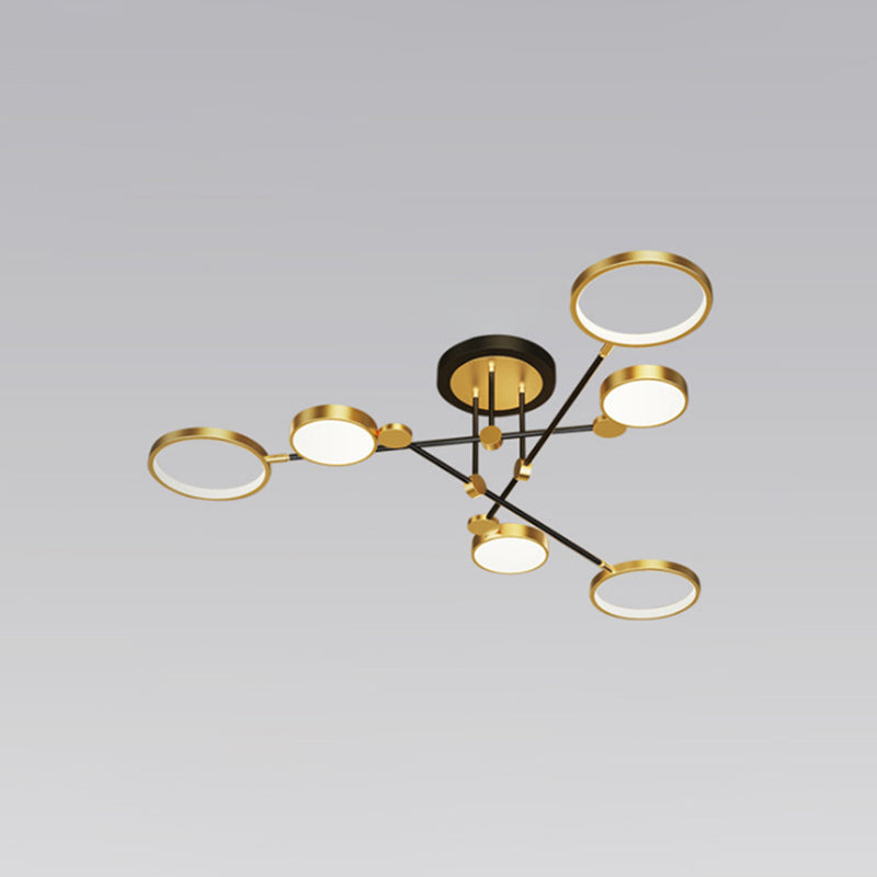Lustre à anneau en métal moderniste avec cordon de suspension - Idéal pour le salon