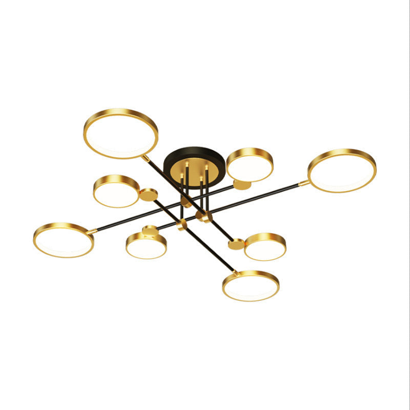 Lustre à anneau en métal moderniste avec cordon de suspension - Idéal pour le salon
