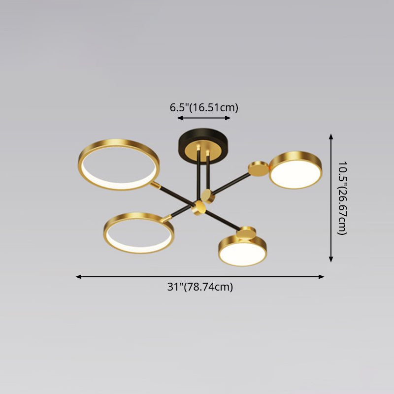 Lustre à anneau en métal moderniste avec cordon de suspension - Idéal pour le salon