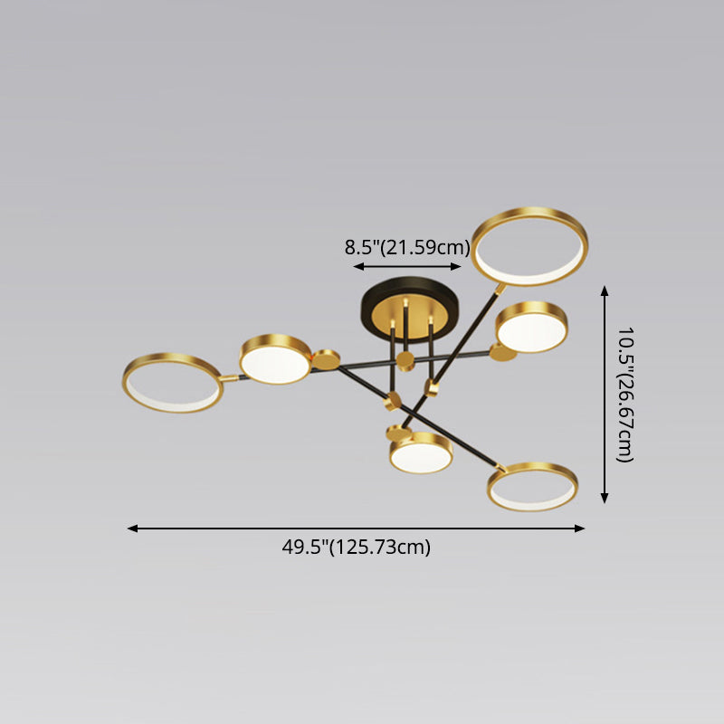 Lustre à anneau en métal moderniste avec cordon de suspension - Idéal pour le salon