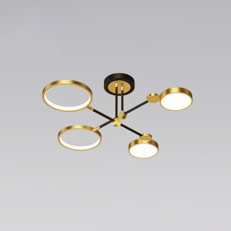 Lustre à anneau en métal moderniste avec cordon de suspension - Idéal pour le salon