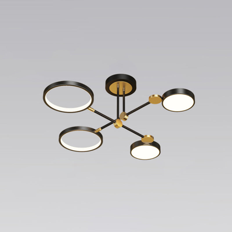 Lustre à anneau en métal moderniste avec cordon de suspension - Idéal pour le salon