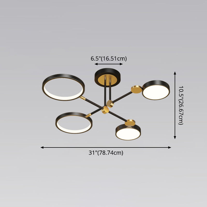 Lustre à anneau en métal moderniste avec cordon de suspension - Idéal pour le salon