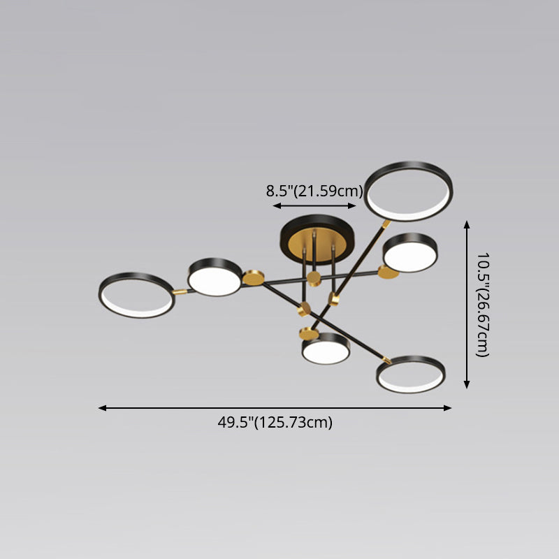 Lustre à anneau en métal moderniste avec cordon de suspension - Idéal pour le salon