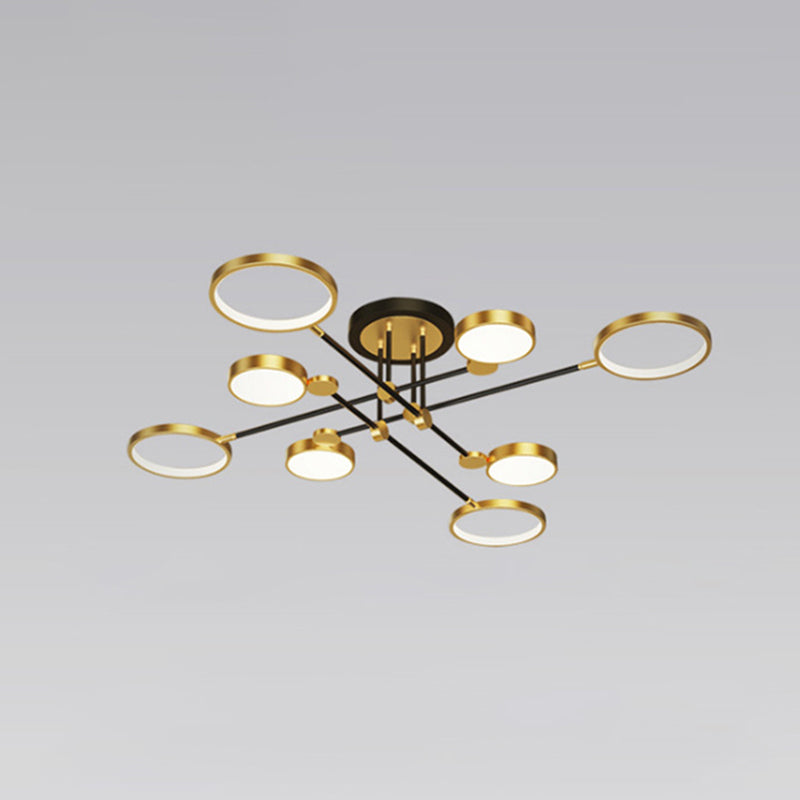 Lustre à anneau en métal moderniste avec cordon de suspension - Idéal pour le salon