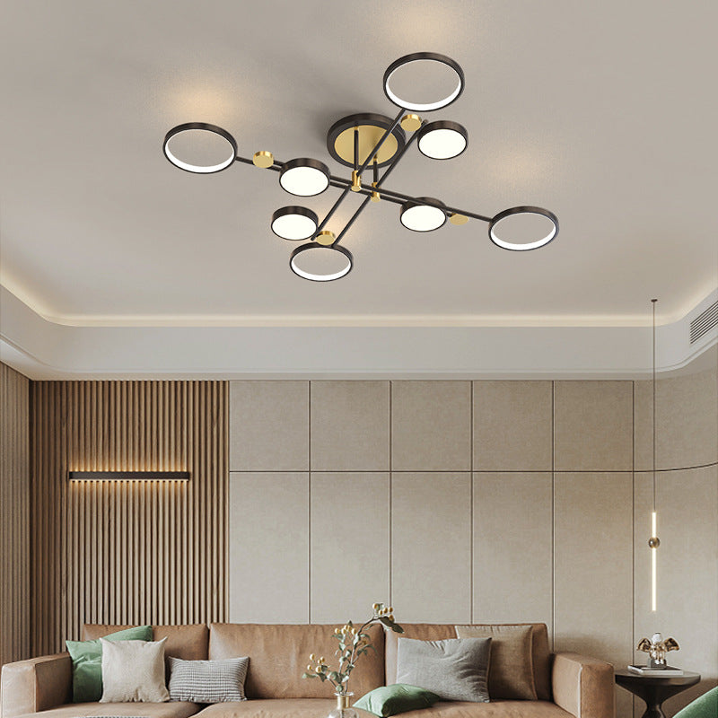 Lustre circulaire en métal contemporain pour salon