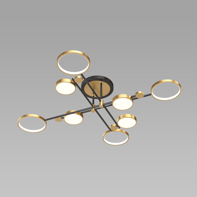 Lustre circulaire en métal contemporain pour salon