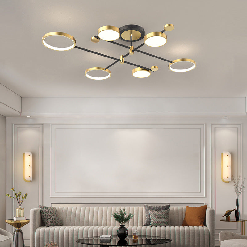 Lustre circulaire en métal contemporain pour salon
