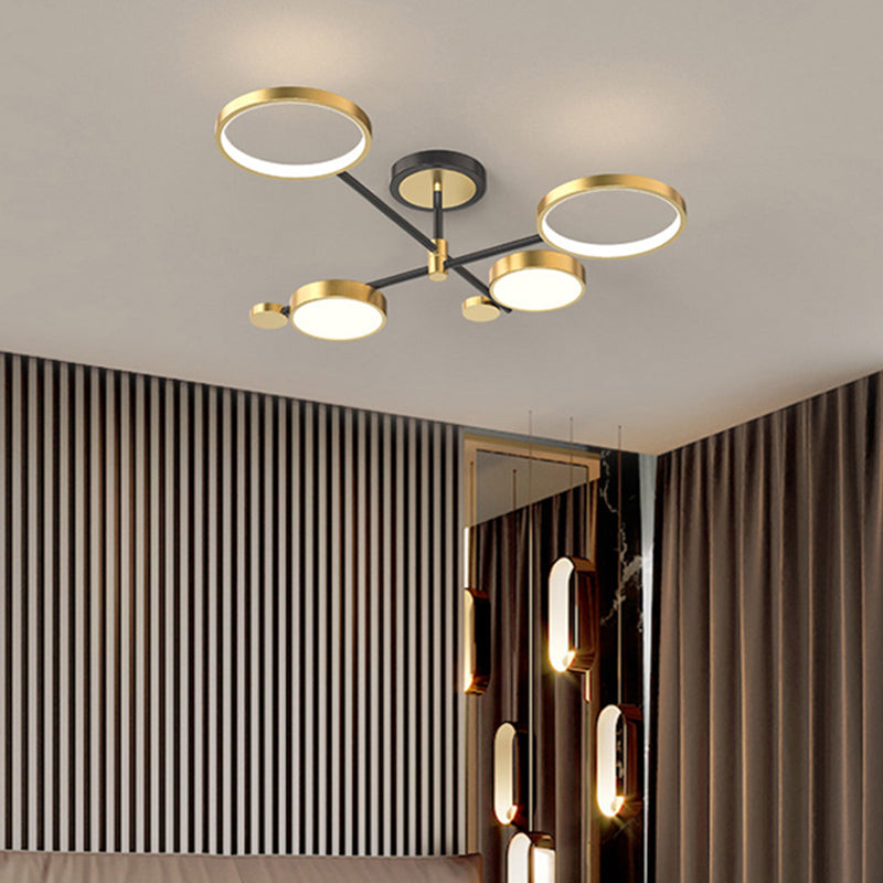 Lustre circulaire en métal contemporain pour salon