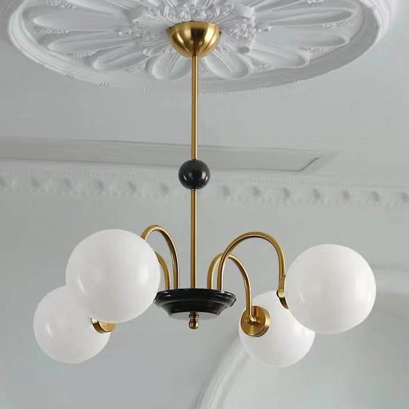 Modern White Glass Chandelier for Bedroom Lighting