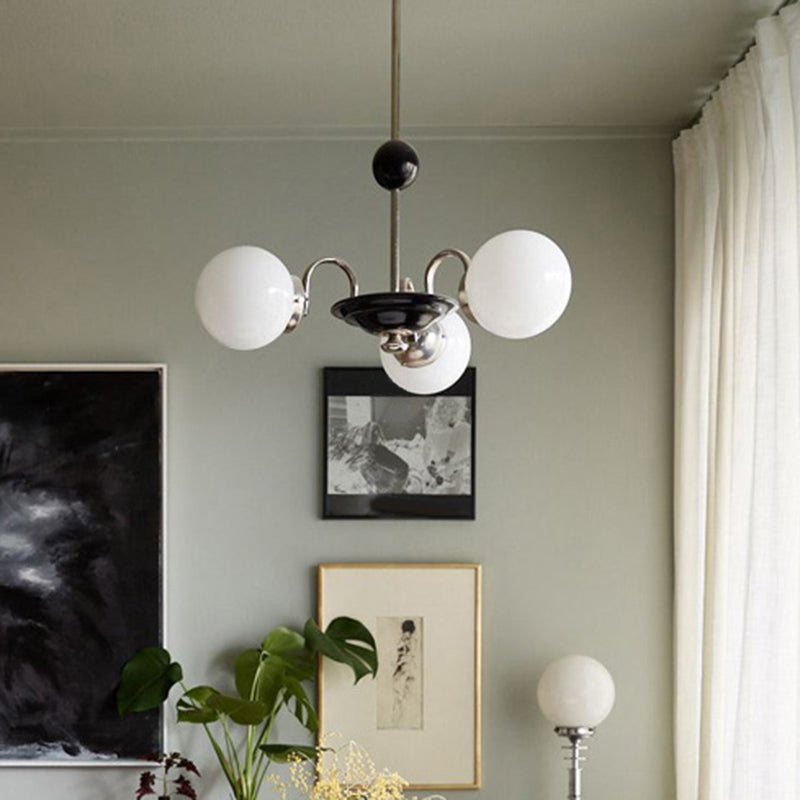 Modern White Glass Chandelier for Bedroom Lighting