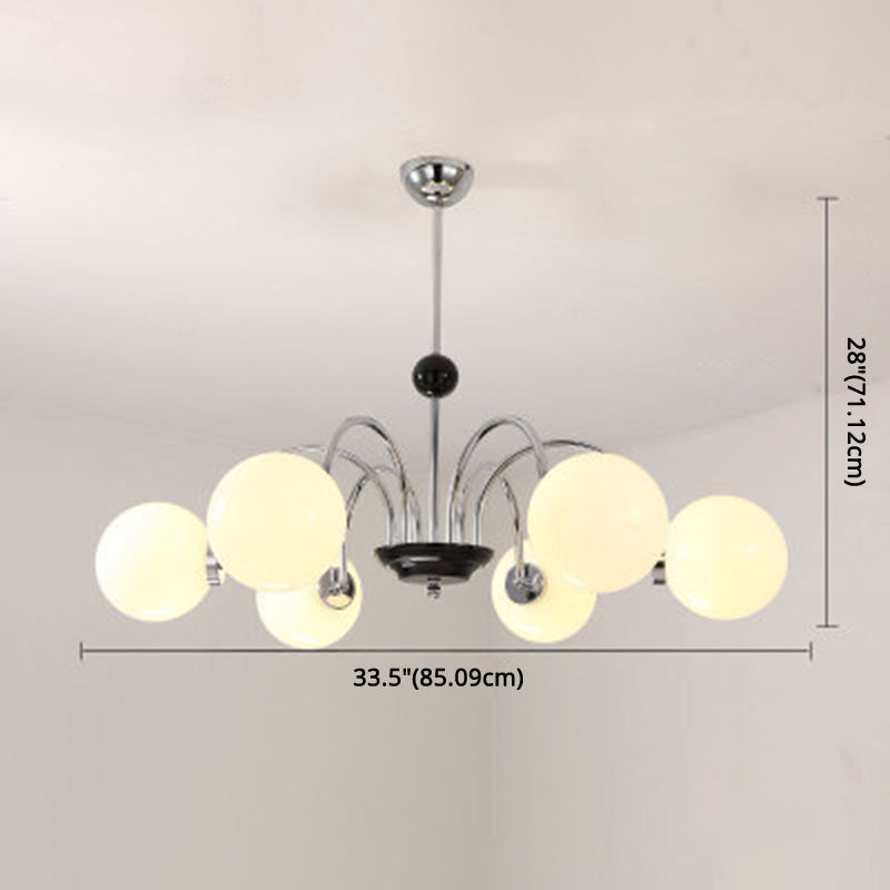 Modern White Glass Chandelier for Bedroom Lighting