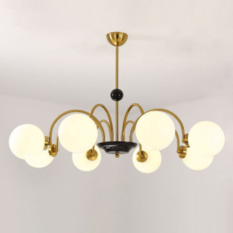 Modern White Glass Chandelier for Bedroom Lighting