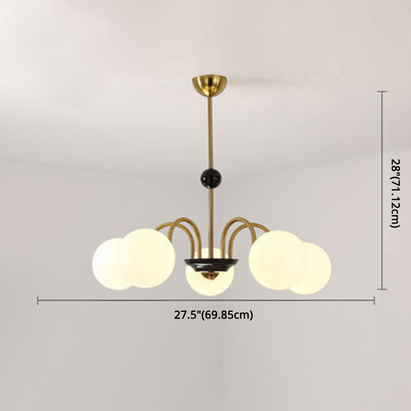 Modern White Glass Chandelier for Bedroom Lighting
