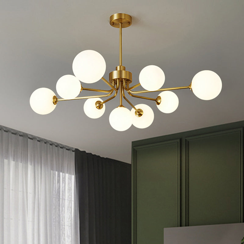 Ultra-Contemporary Milk Glass Balloon Chandelier for Living Room Ceiling