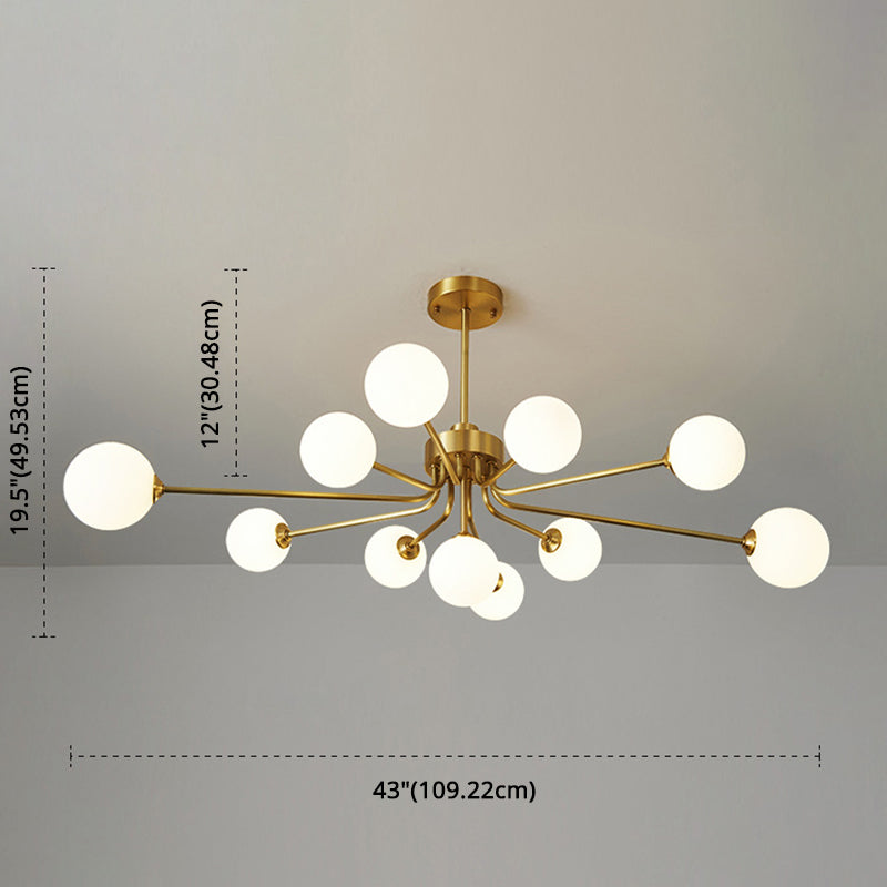 Ultra-Contemporary Milk Glass Balloon Chandelier for Living Room Ceiling